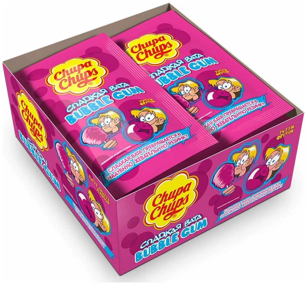 Сладкая вата Chupa Chups со вкусом Тутти-Фрутти, 12 шт по 11 г