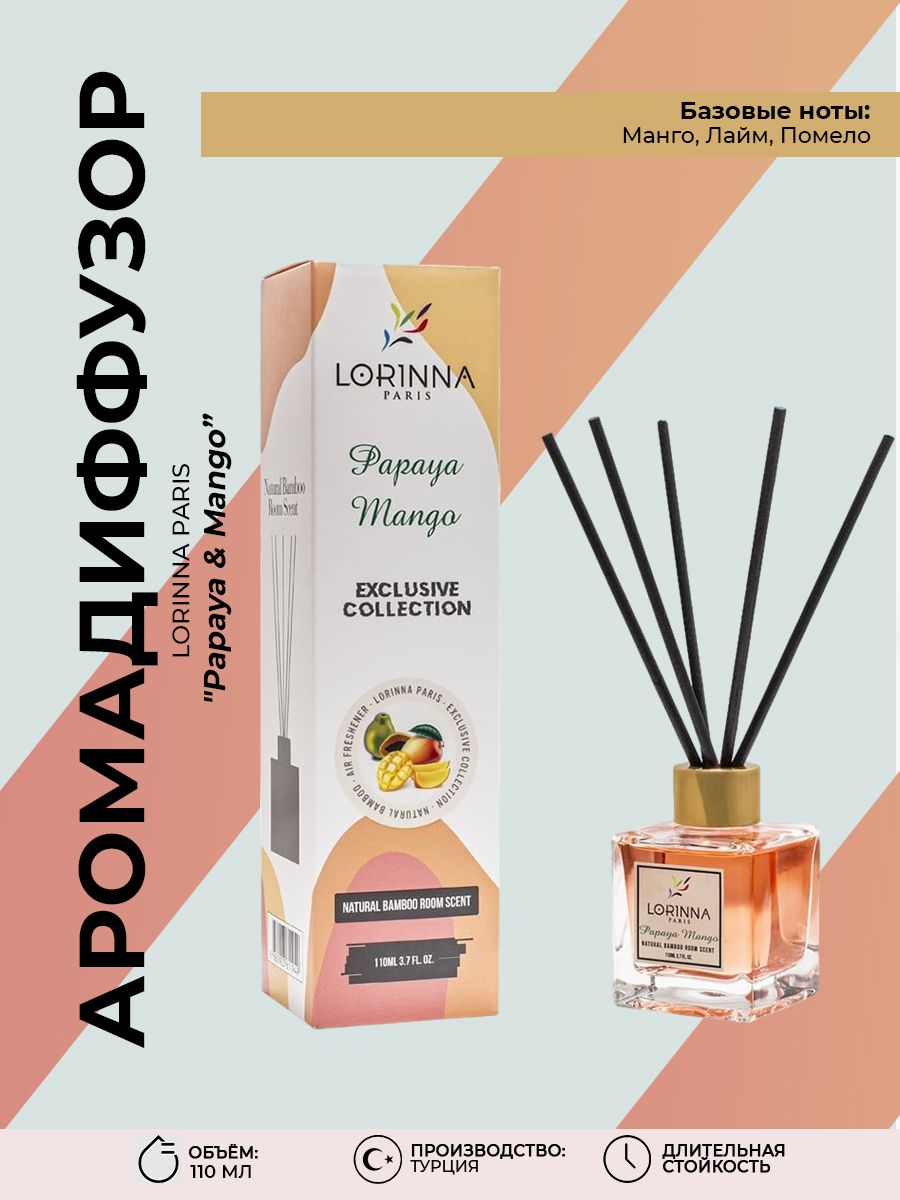 

Аромадиффузор Lorinna Paris Papaya & Mango 110 мл, Papaya & Mango