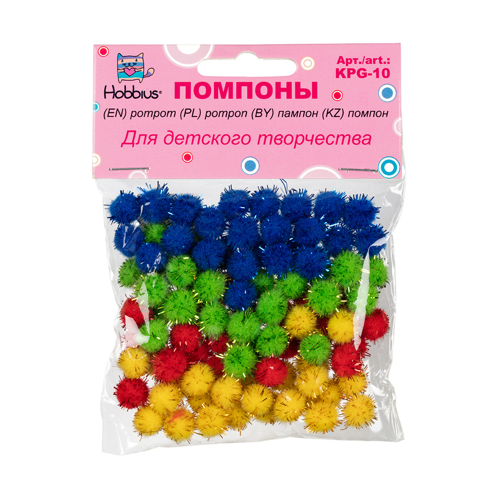 

Помпоны Hobbius , 100 штук, диаметр 10 мм, цвет: ассорти, арт. KPG-10