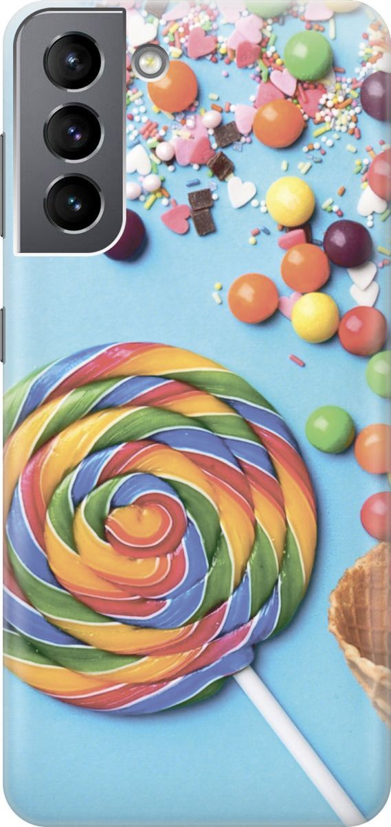 

Силиконовый чехол на Samsung Galaxy S21 FE 5G "Разноцветный леденец", Голубой;желтый, 3930