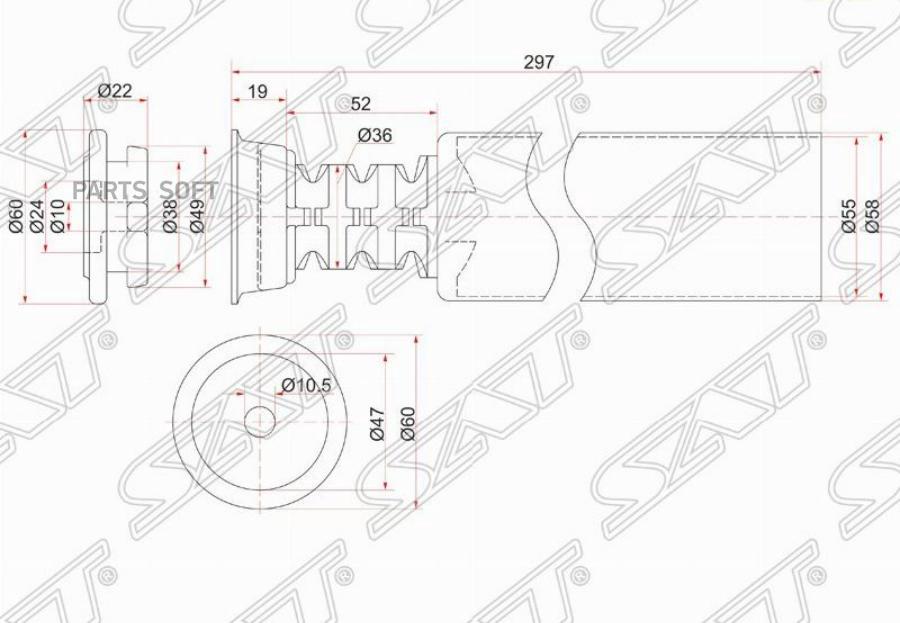 

Пыльник Rr (задний) Амортизатора Toyota Vitz/Platz/Ist 98- Rh=Lh Sat арт. ST-48750-52010