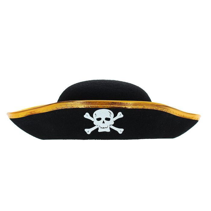 Шляпа пиратская, детская, золотистая каемка, р-р. 50 шляпа котелок фетр р 56–58