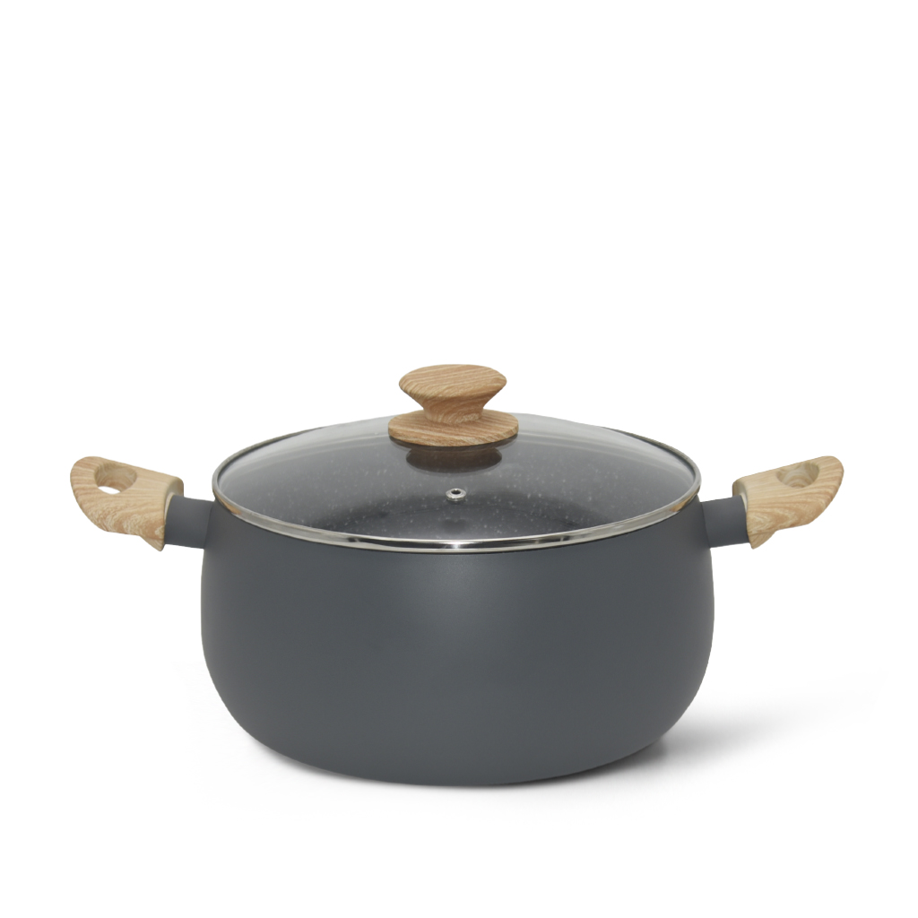 

Кастрюля Fissman Lana 20x10 см, 3.2 л, антипригарное покрытие, крышка стекло (14498_), Серый