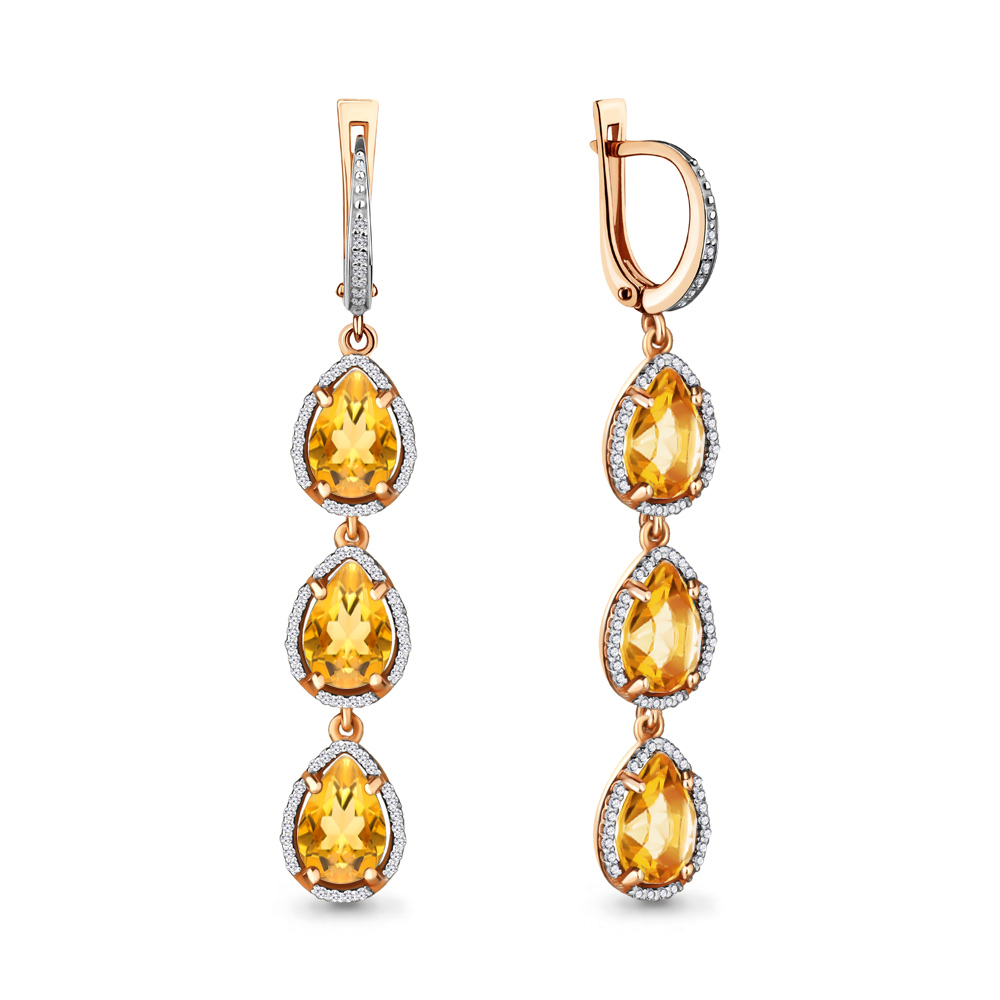 

Серьги подвески из серебра Zlatera 00019, султанит/фианит, 00019