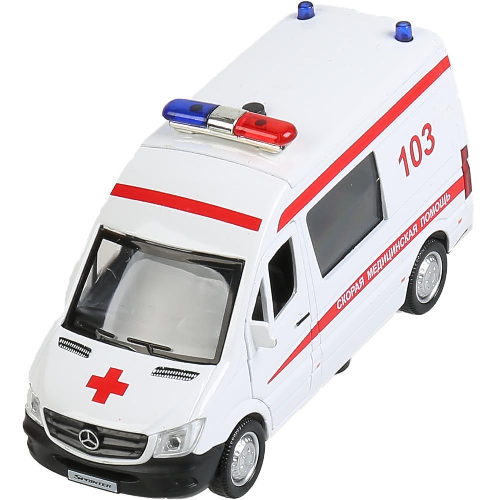 

Машина Технопарк Mercedes-Benz Sprinter Cкорая помощь, инерционная,SPRINTERVAN-14SLAMB-WH, Белый
