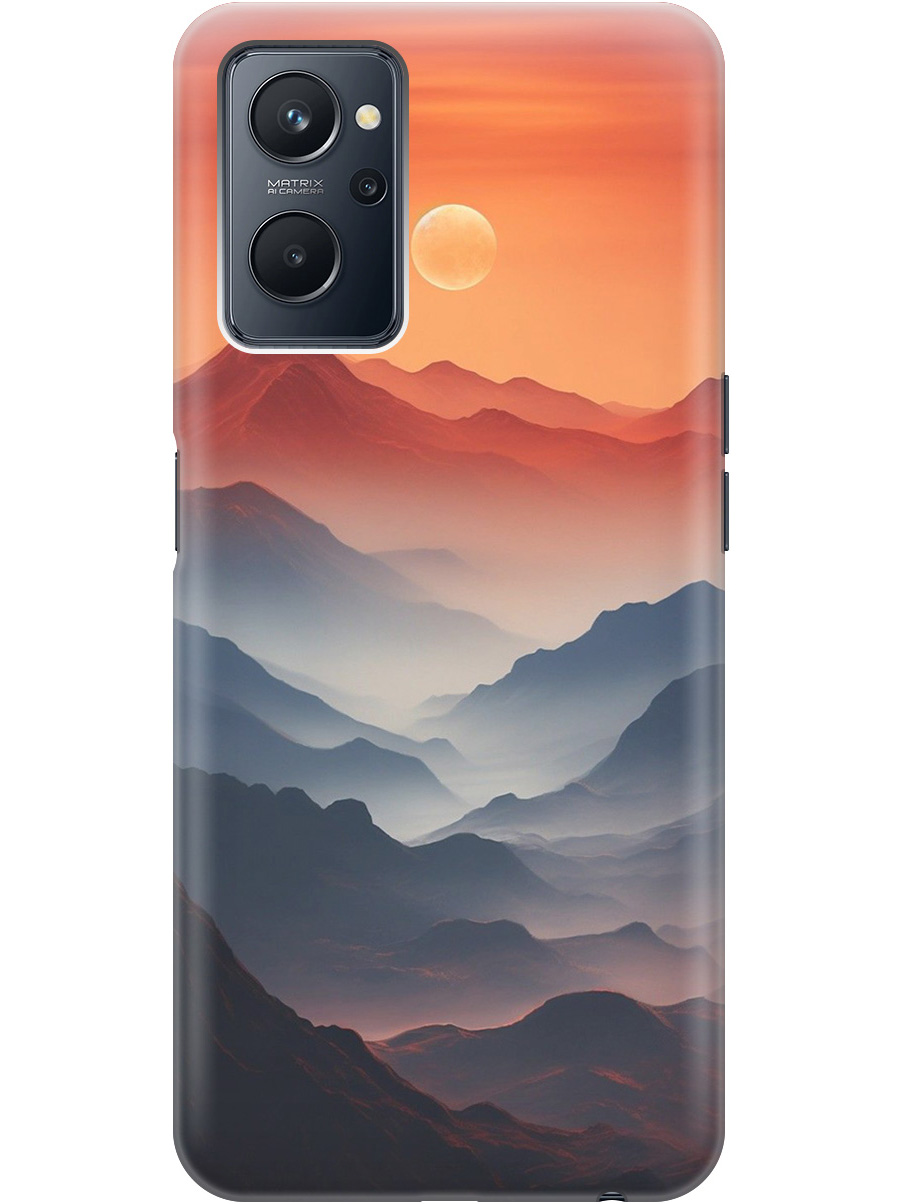 

Силиконовый чехол на Realme 9i с принтом "Луна над горами", Прозрачный;оранжевый;черный, 740189410