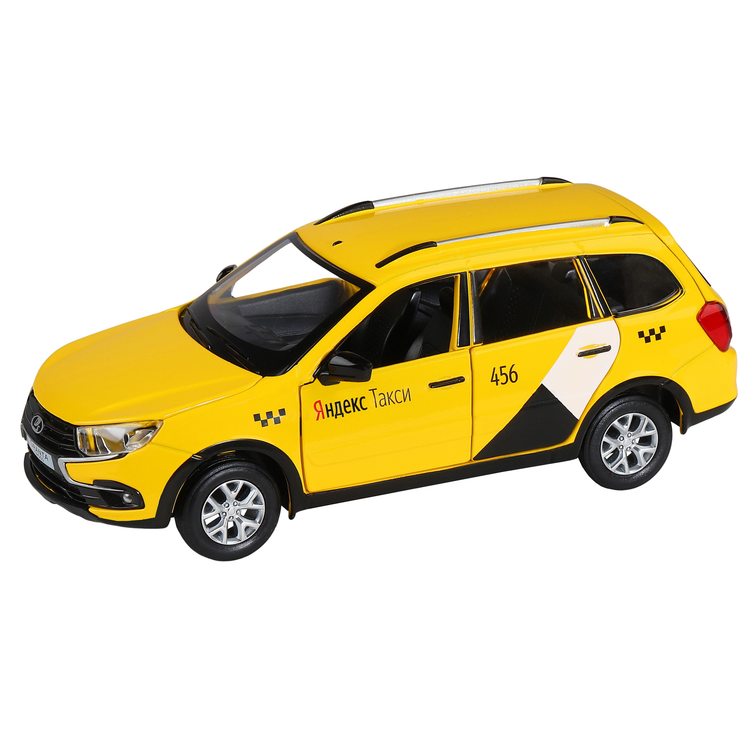 Купить Машинка Автопанорама Lada Granta Cross Яндекс Такси, 1/24, жёлтая, инерционная JB1251347,