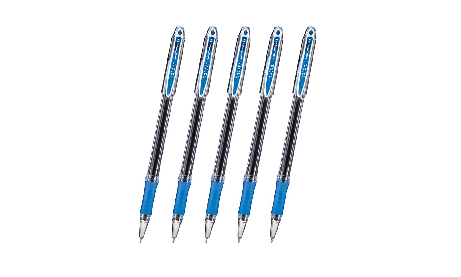 Ручки Hatber K-9 шариковая Синяя с резиновым грипом -5 штук