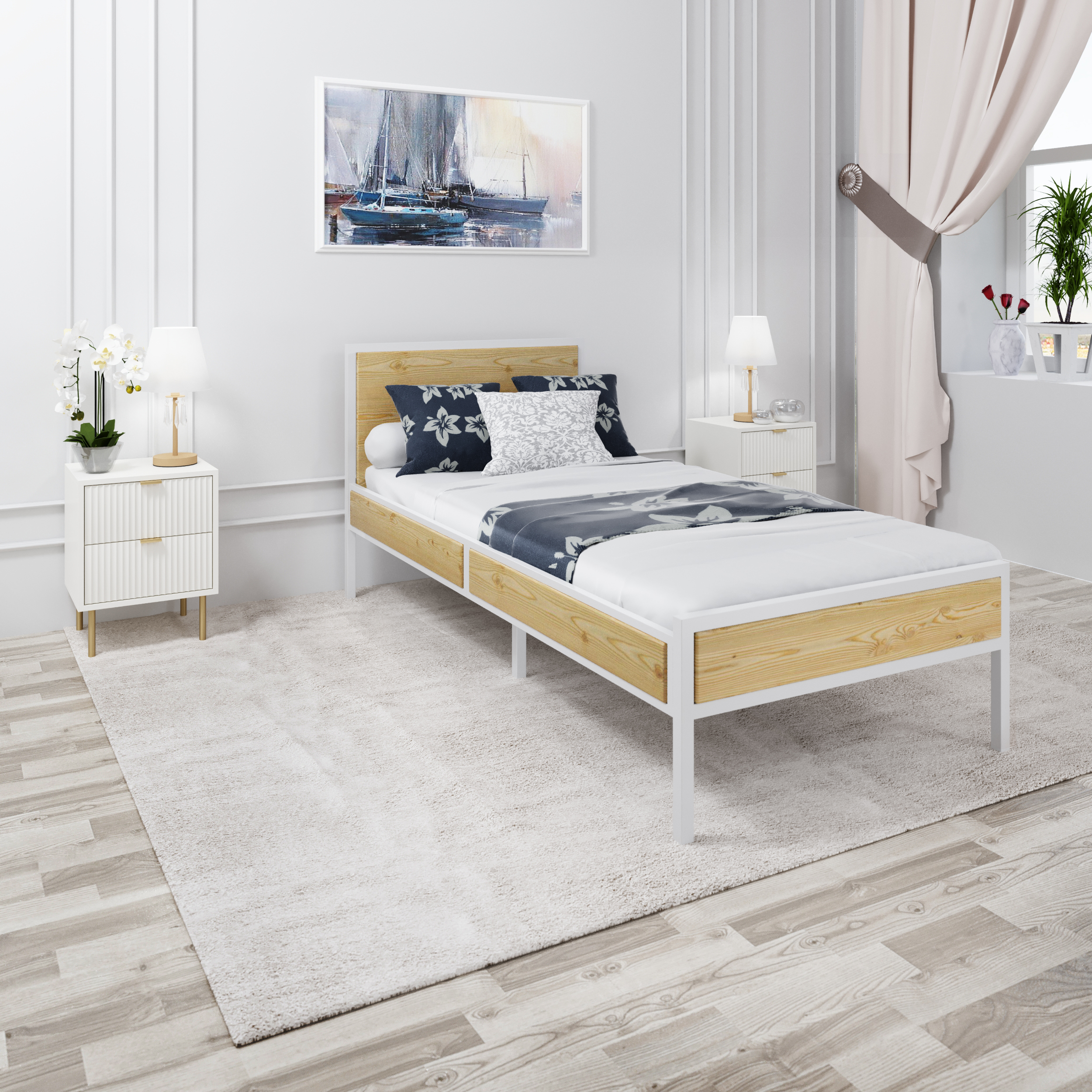 

Кровать Solarius Лофт KOMP90loft-white-orto бежевый 90х200 см, KOMP90loft-white-orto