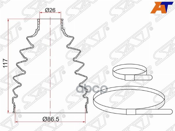 

SAT TC-095 Пыльник шруса наружный FR TOYOTA AVENSIS A##250 2 хомута. термопластик 1шт