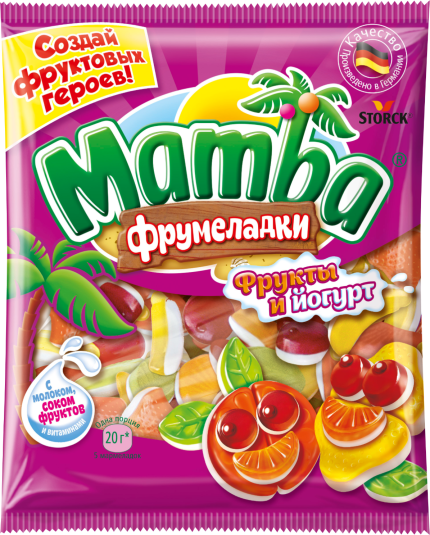 

Мармелад Mamba Фрумеладки Фрукты и йогурт жевательный 72 г