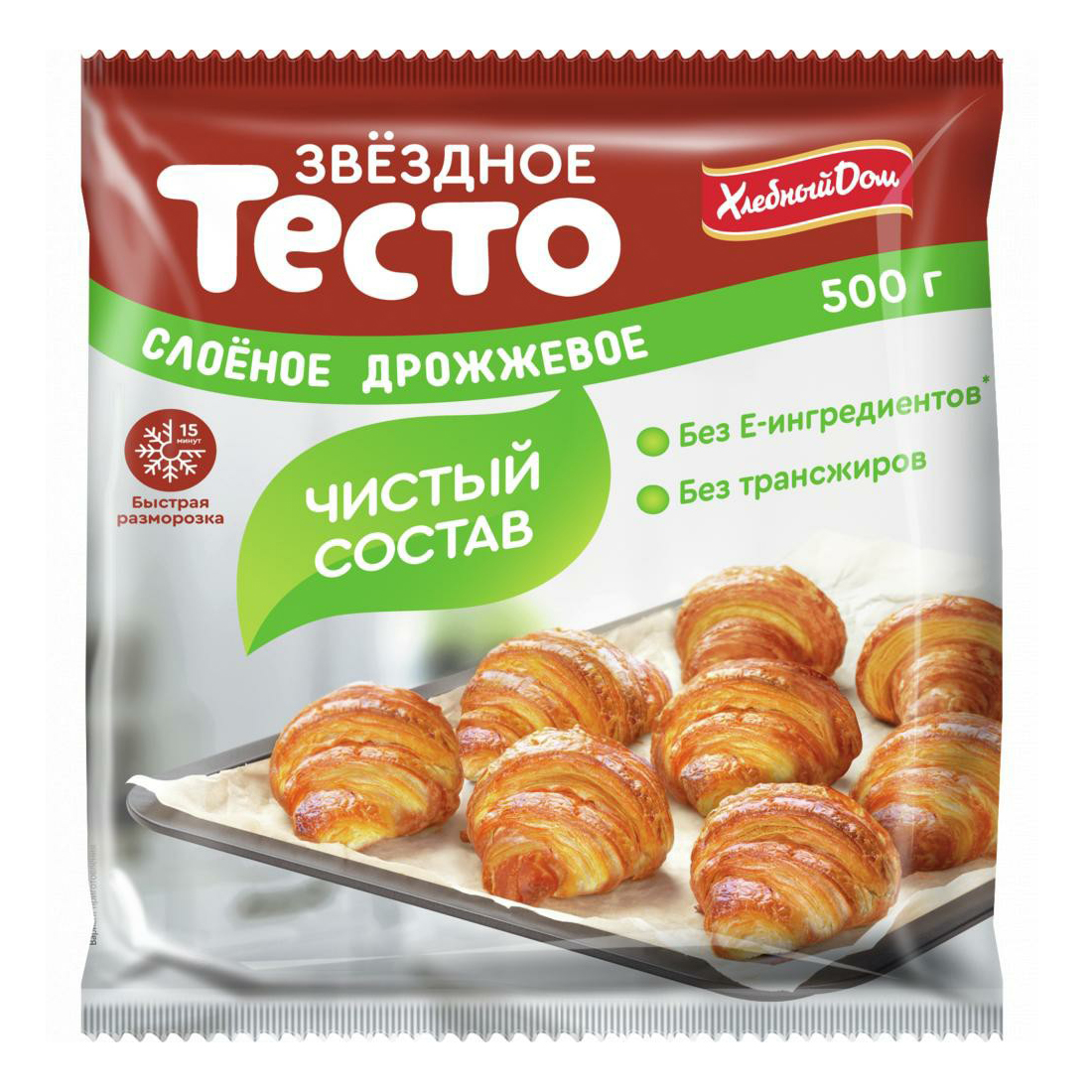 

Тесто Хлебный Дом Звездное слоеное дрожжевое 500 г