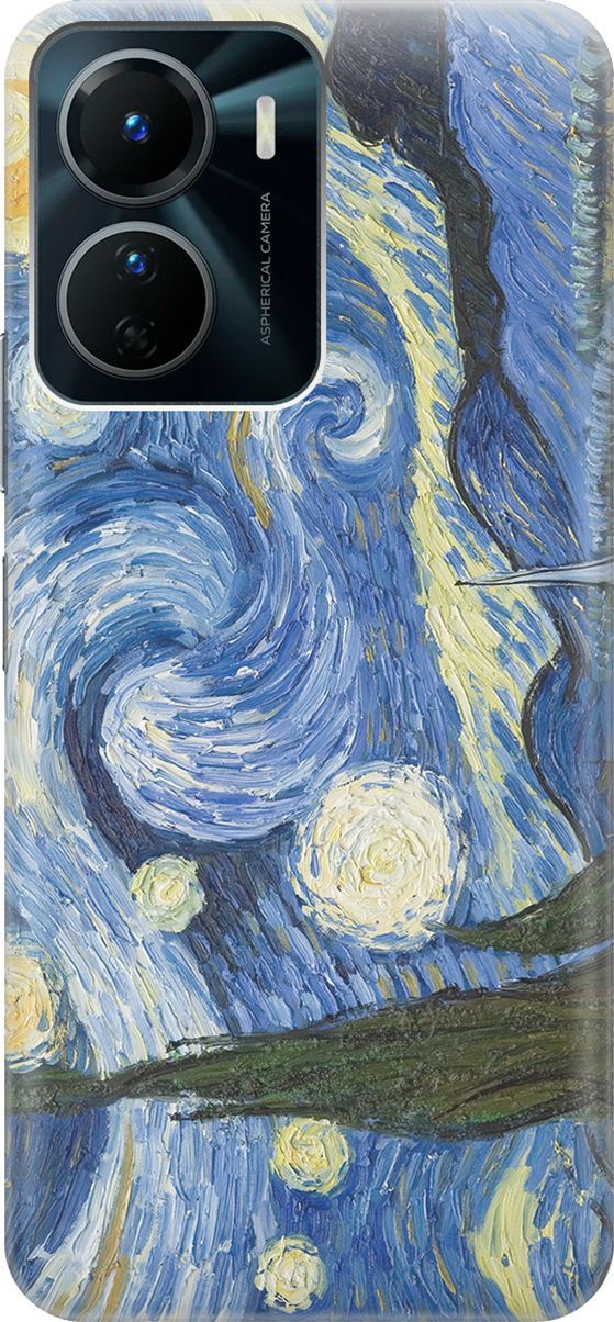

Силиконовый чехол на Vivo Y16 с принтом "Звездная ночь", Голубой;желтый, 157746