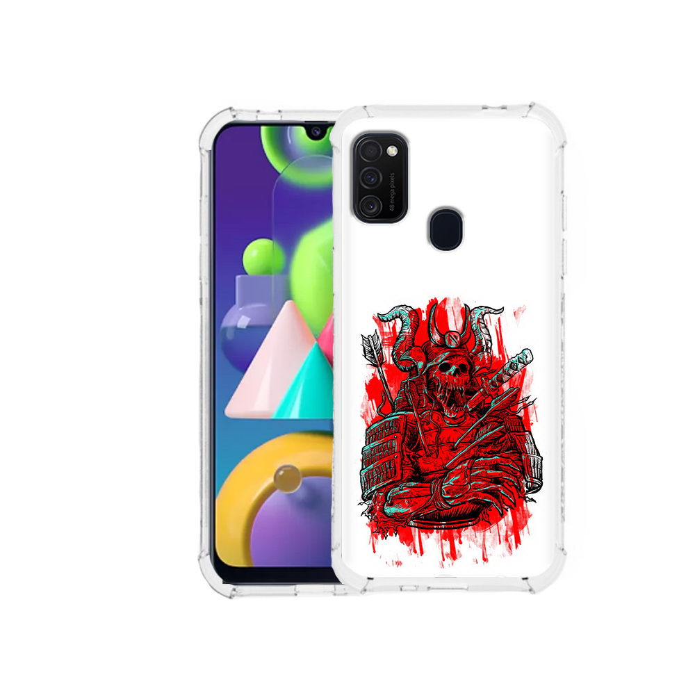 

Чехол MyPads Tocco для Samsung Galaxy M21 красный скелет воин (PT147110.591.413), Прозрачный, Tocco