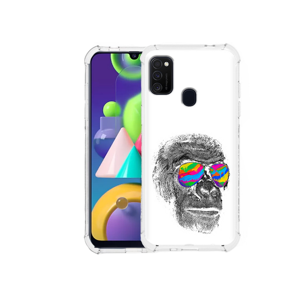 

Чехол MyPads Tocco для Samsung Galaxy M21 крутая обезьяна в очках (PT147110.591.422), Прозрачный, Tocco