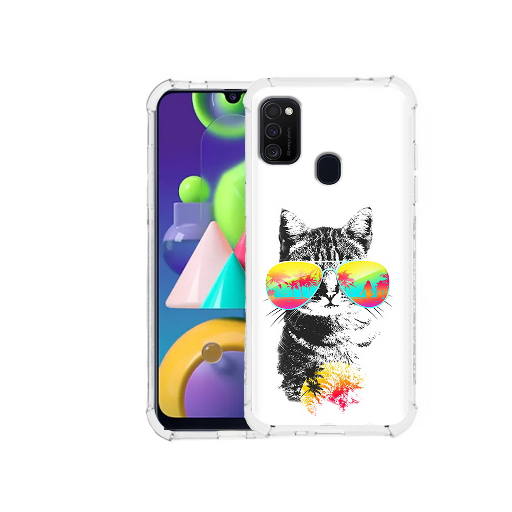 

Чехол MyPads Tocco для Samsung Galaxy M21 крутой кот (PT147110.591.425), Прозрачный, Tocco