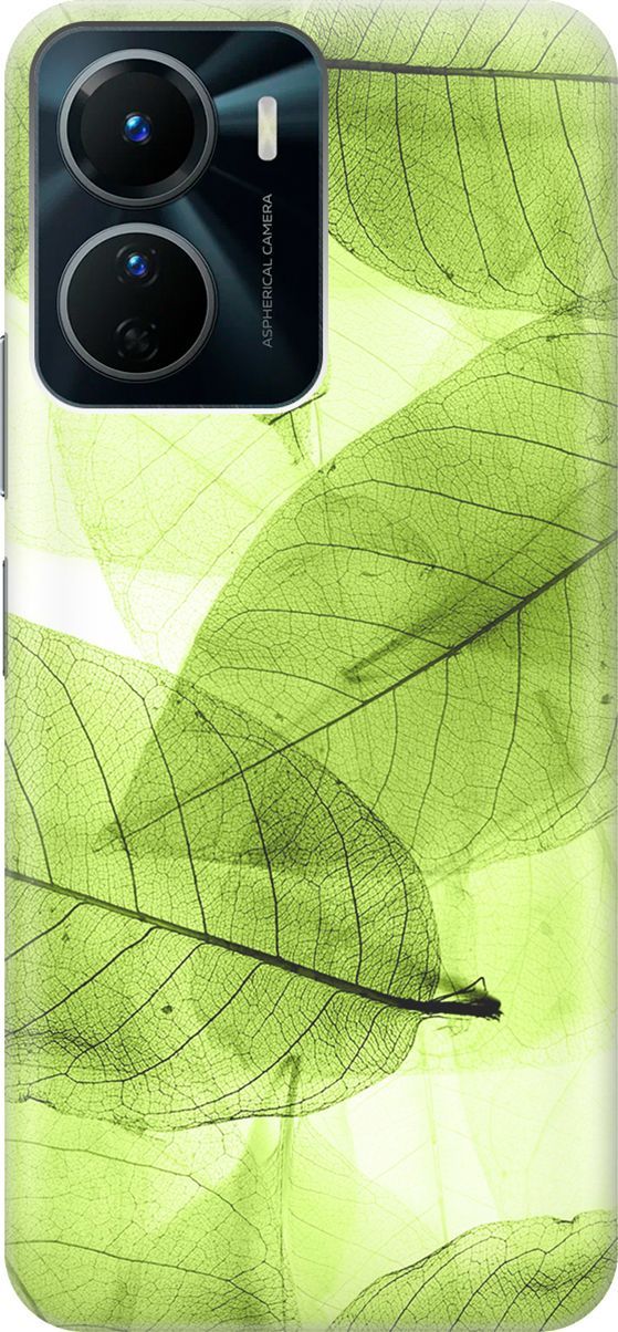 

Силиконовый чехол на Vivo Y16 с принтом "Зеленые листья", Зеленый, 157748