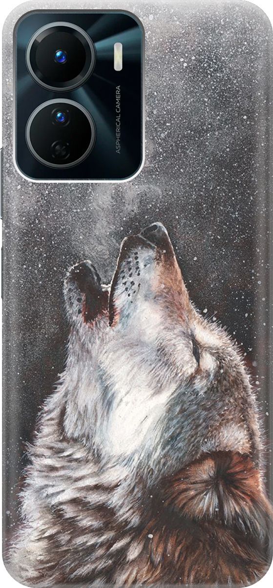 

Силиконовый чехол на Vivo Y16 с принтом "Морозный волк", Белый;серый, 157747