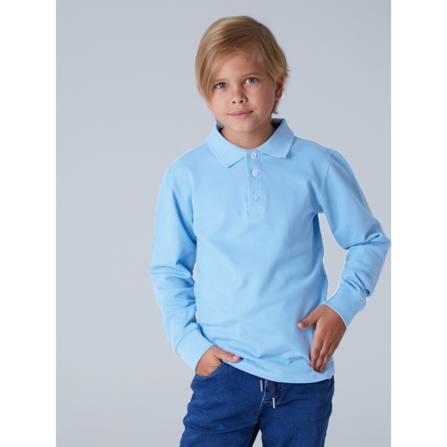 

Рубашка-поло для мальчика SOFT SECRET цв.голубой р.128, SИП-3030/