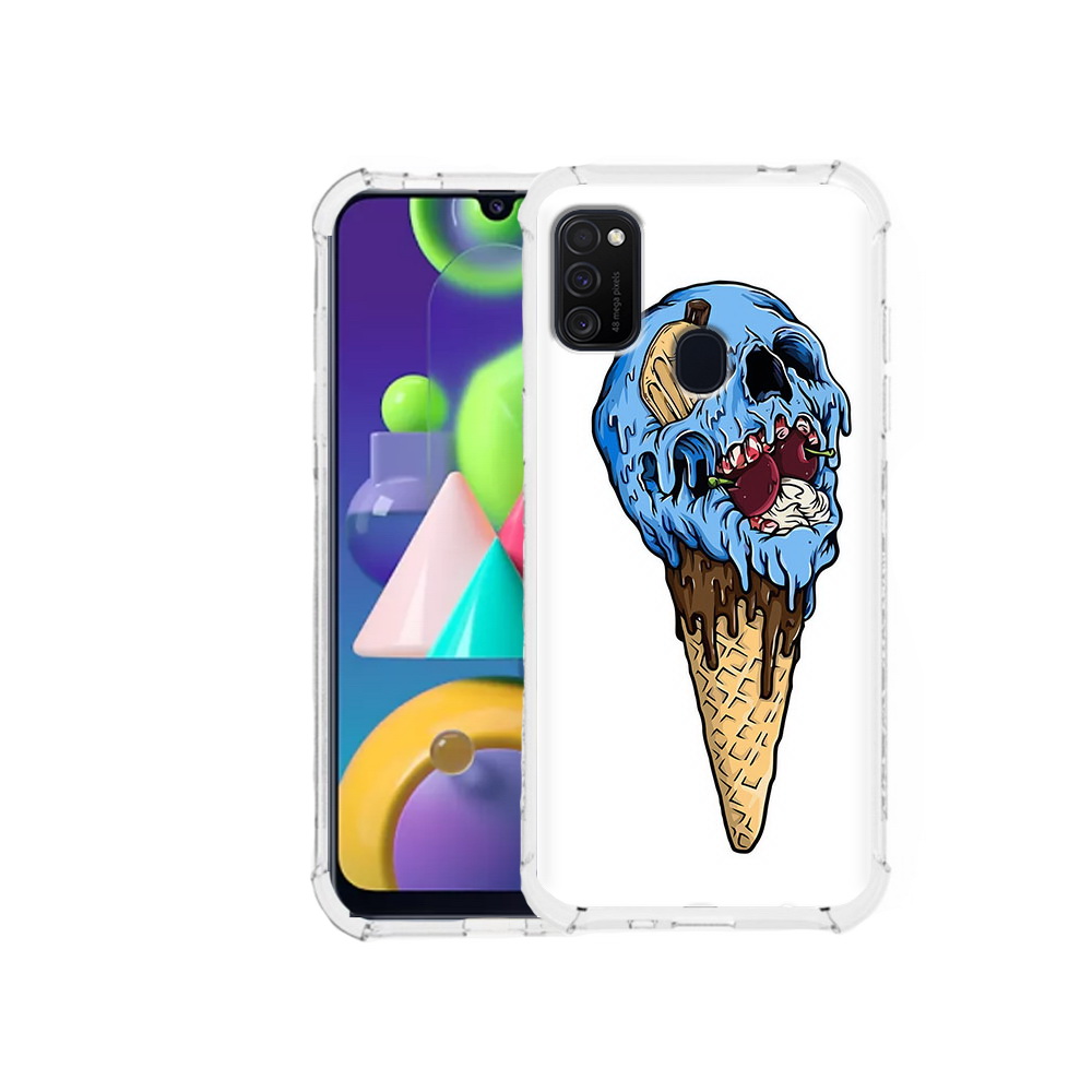 

Чехол MyPads Tocco для Samsung Galaxy M21 мороженное череп (PT147110.591.484), Прозрачный, Tocco