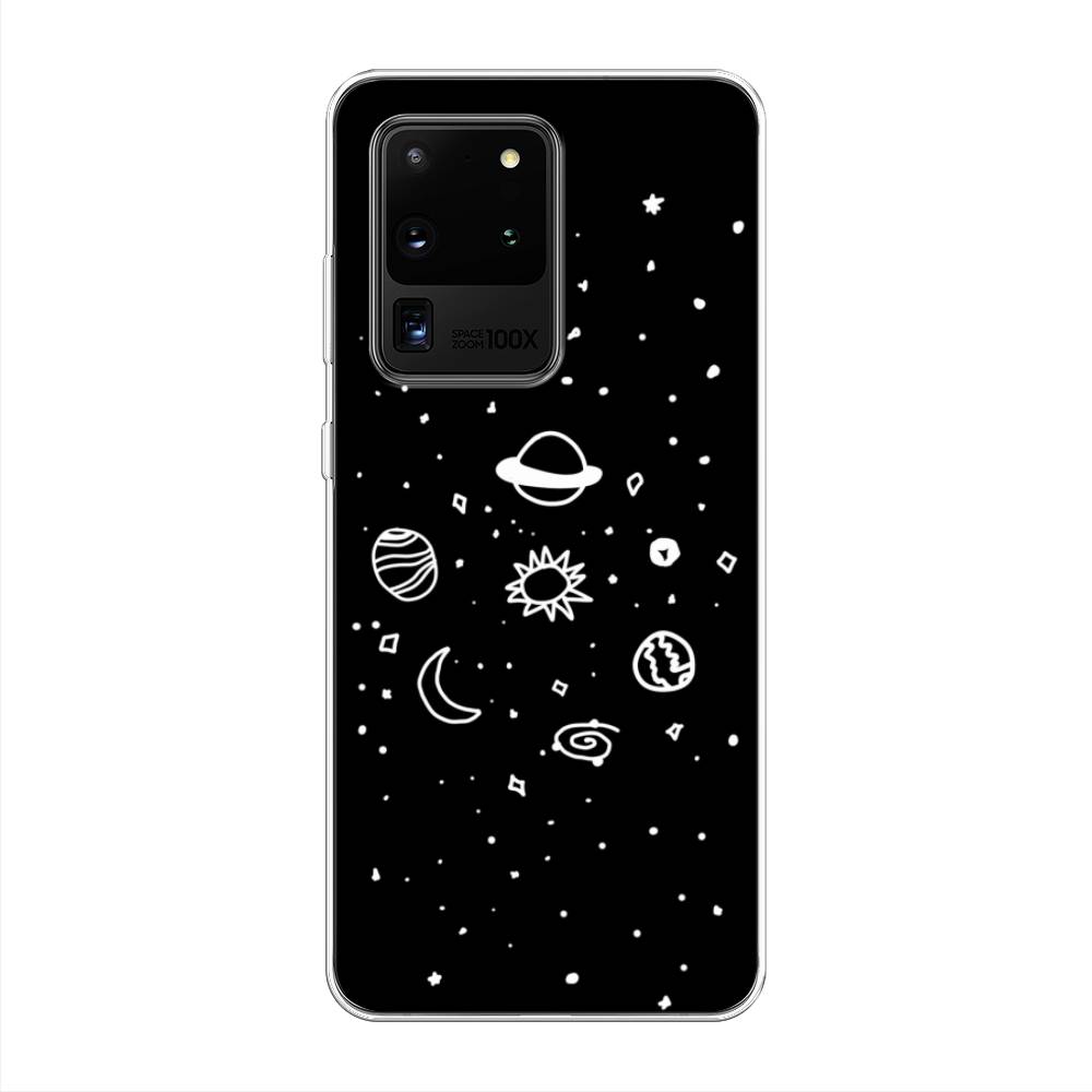 

Чехол на Samsung Galaxy S20 Ultra "Дудл солнечной системы", Бежевый;серый, 29450-2