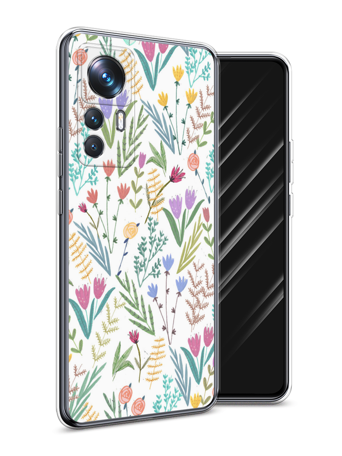 

Чехол Awog на Xiaomi 12T Pro / Сяоми 12T Про "Полевые цветы рисунок", Белый;зеленый