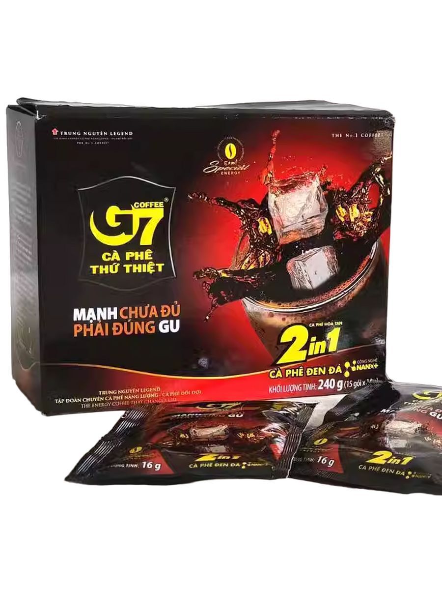 

Кофе G7 Instant Coffee Вьетнамский черный 2в1 в пакетиках 16 г х 15 шт