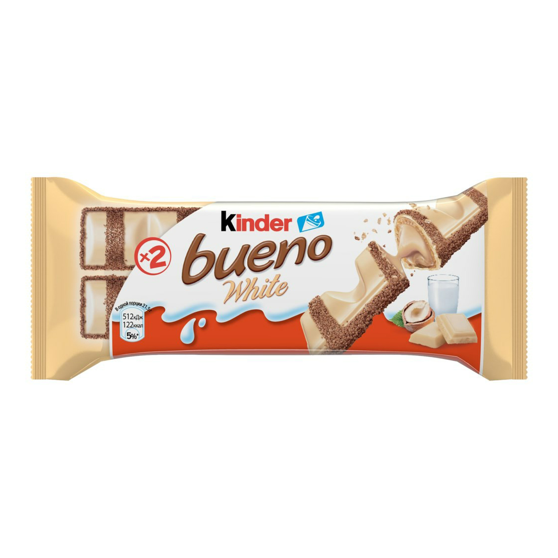 фото Батончик kinder bueno white c молочно-ореховой начинкой 39 г