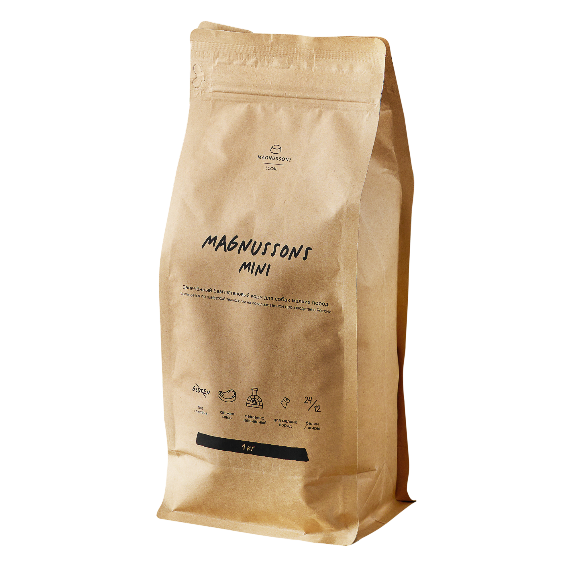 Сухой корм для собак Magnussons Mini запеченный, для малых пород, говядина, рис, лен, 1 кг