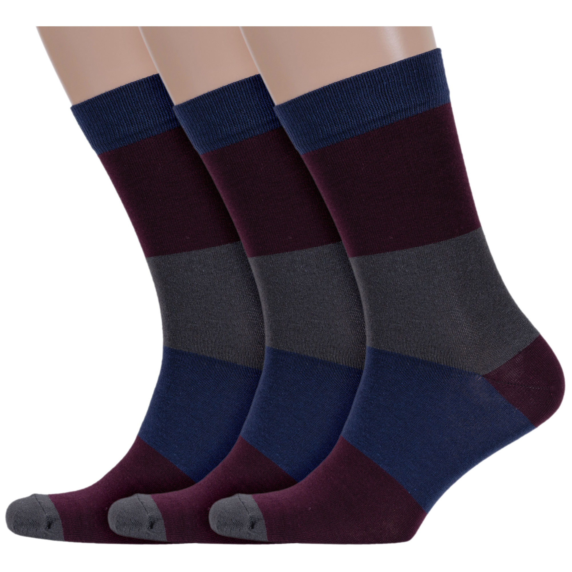

Комплект носков мужских Борисоглебский трикотаж 3-4СМБГ разноцветных 25-27, Бордовый;синий;серый, 3-4СМБГ