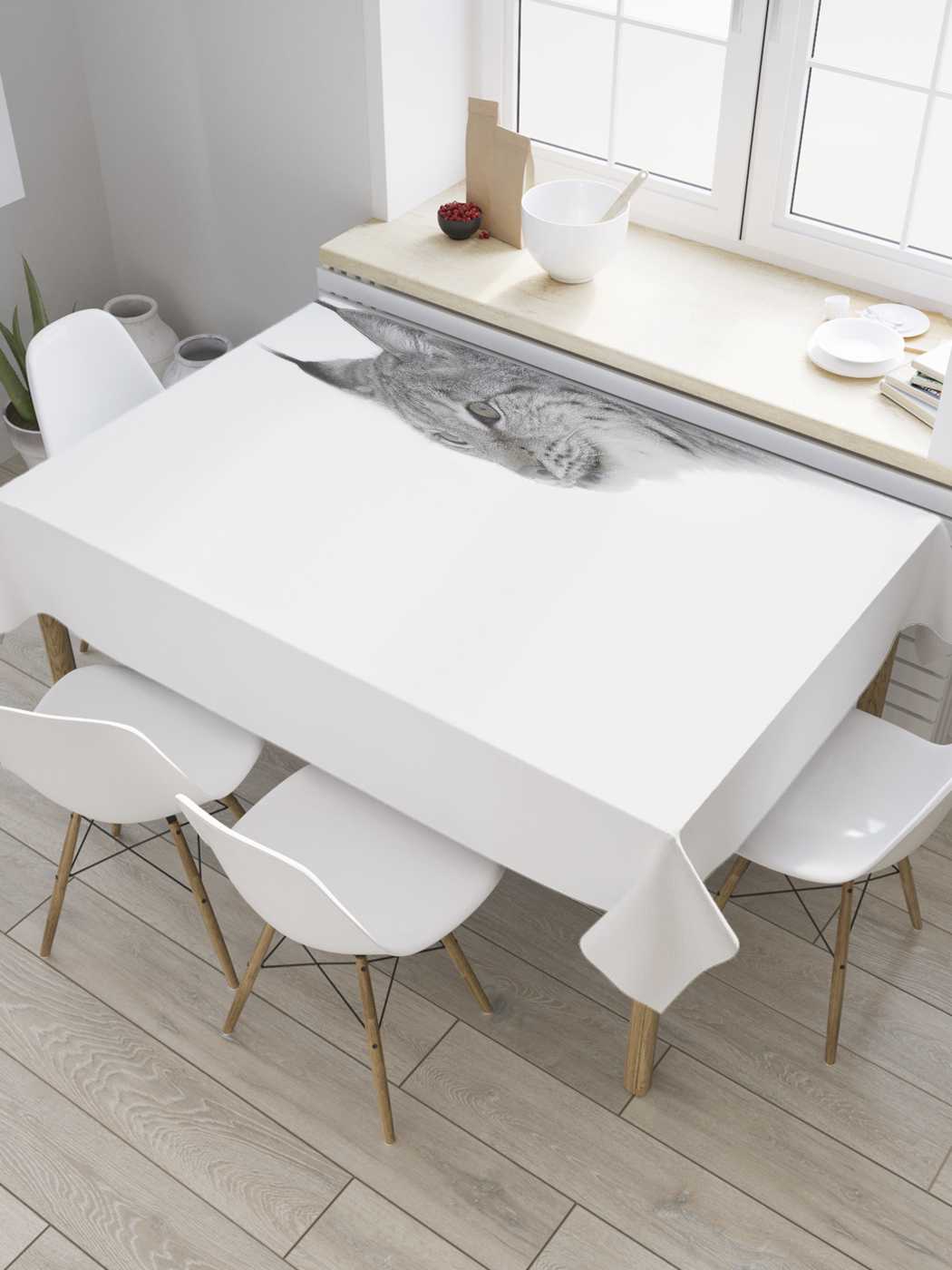 

Скатерть прямоугольная JoyArty "Монохромная рысь" из сатена, 180x145 см, Монохромная рысь