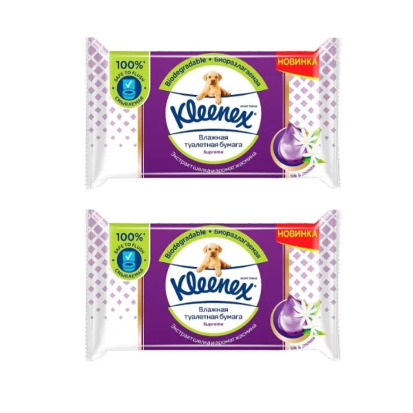 Влажная туалетная бумага Kleenex Суприм,38шт/уп,2 уп