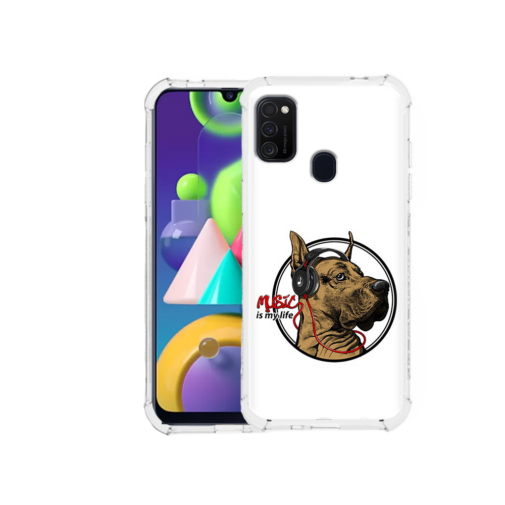 

Чехол MyPads Tocco для Samsung Galaxy M21 музыкальная собака (PT147110.591.490), Прозрачный, Tocco