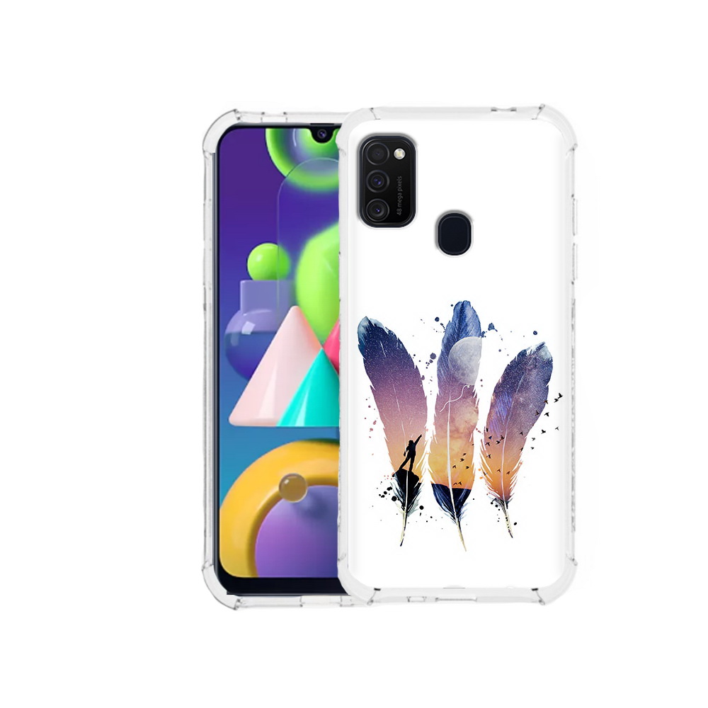 

Чехол MyPads Tocco для Samsung Galaxy M21 небесные перья (PT147110.591.519), Прозрачный, Tocco