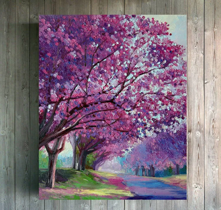 

Картина маслом ручной работы Интерьерная картина Цветущие деревья 40х50 см, Цветущие деревья