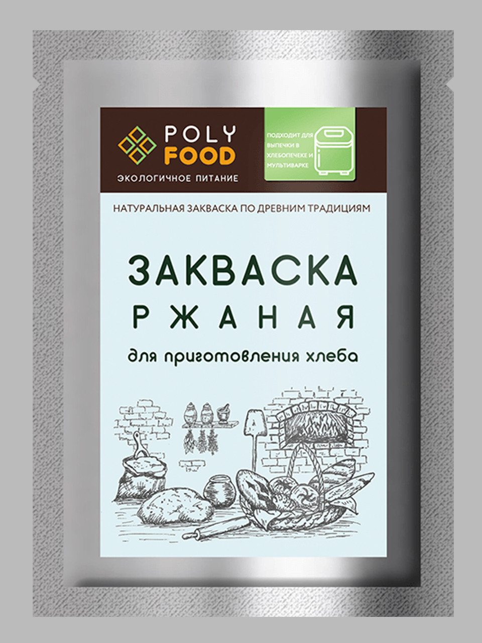 Бездрожжевая закваска PolyFood для хлеба Ржаная, 150 г