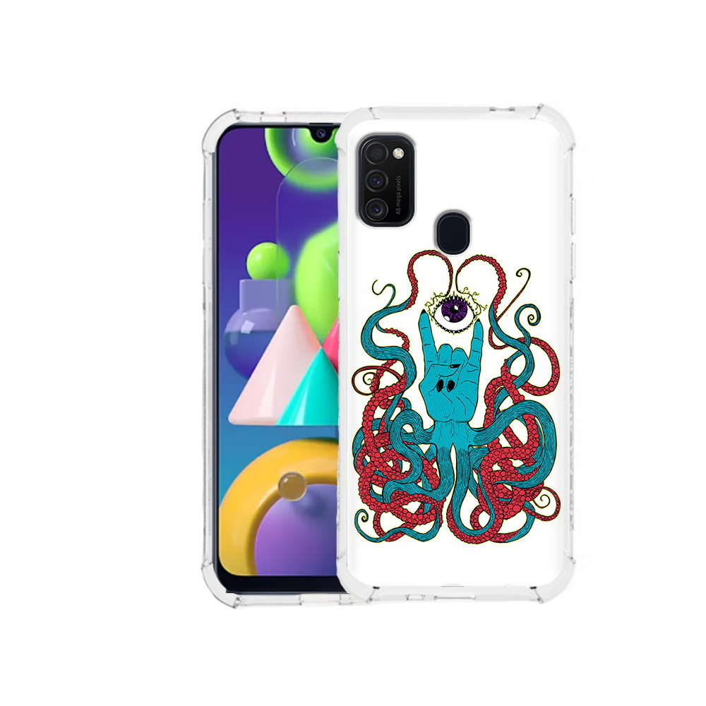 

Чехол MyPads Tocco для Samsung Galaxy M21 осьминог-рука абстракция (PT147110.591.530), Прозрачный, Tocco