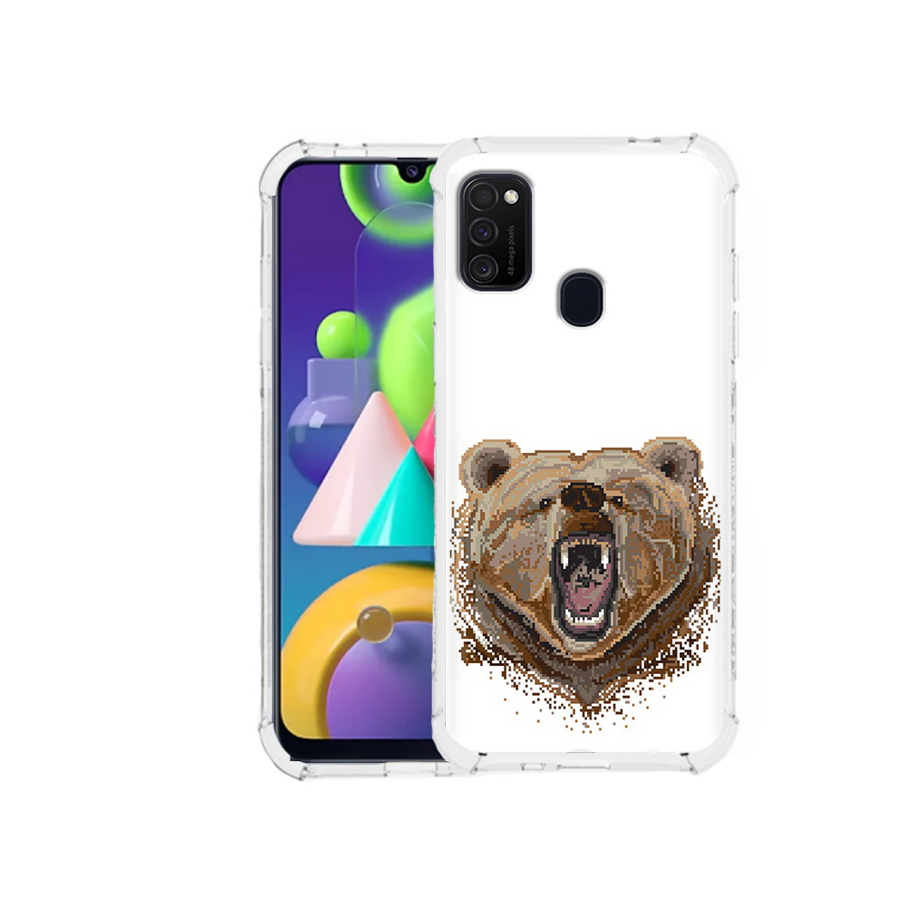 

Чехол MyPads Tocco для Samsung Galaxy M21 пиксельный медведь (PT147110.591.539), Прозрачный, Tocco