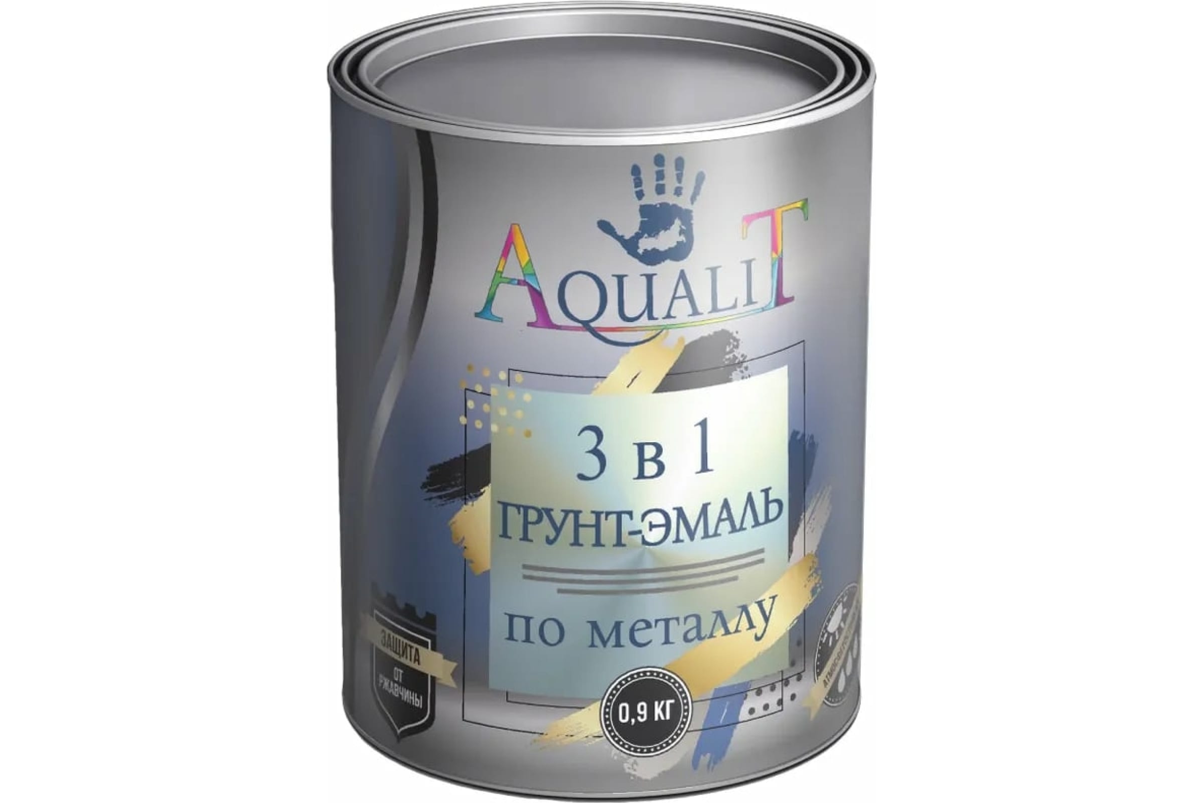 фото Aqualit грунт-эмаль 3в1 серая 0,9 кг pvpsz026 nobrand