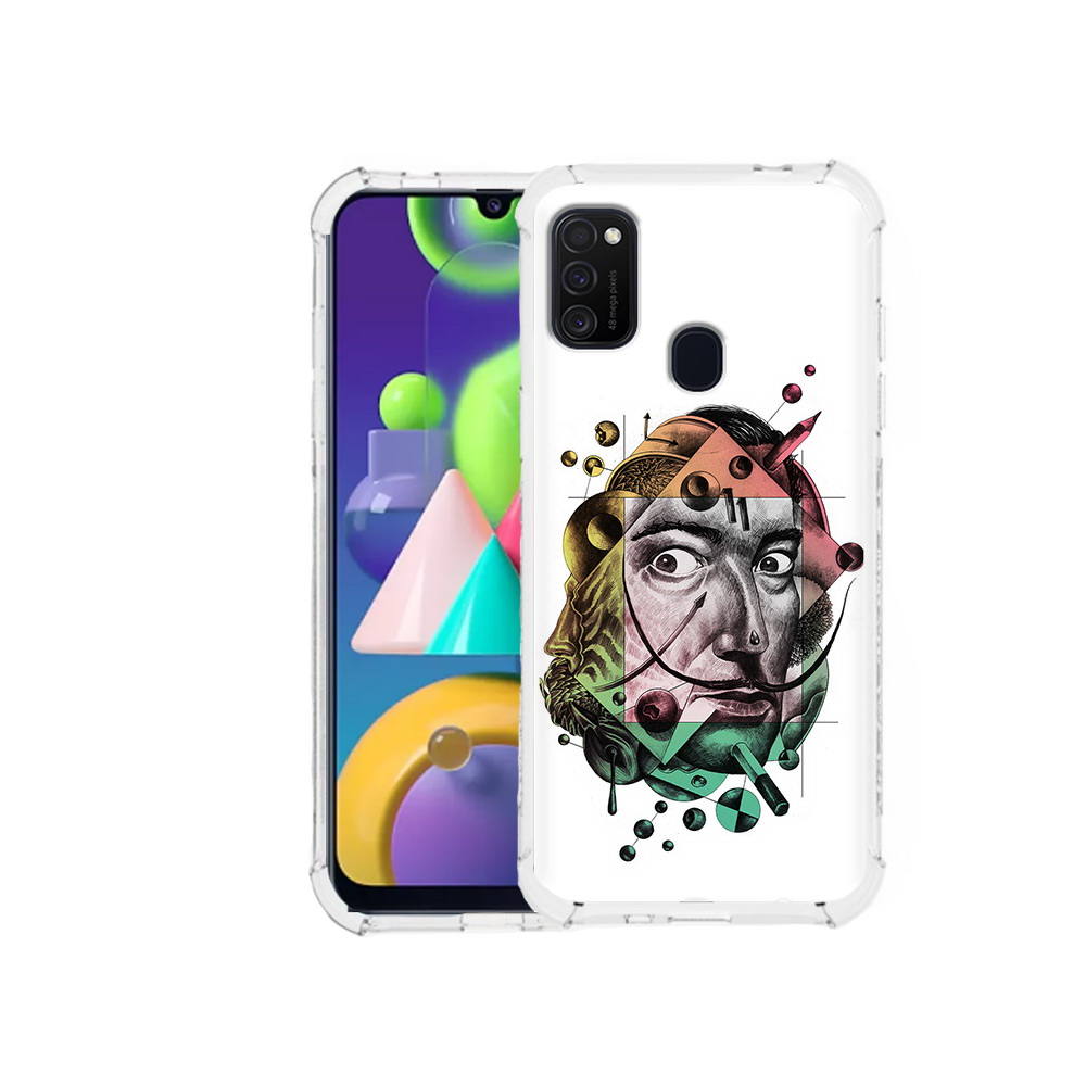 

Чехол MyPads Tocco для Samsung Galaxy M21 разноцветное лицо абстракция (PT147110.591.570), Прозрачный, Tocco
