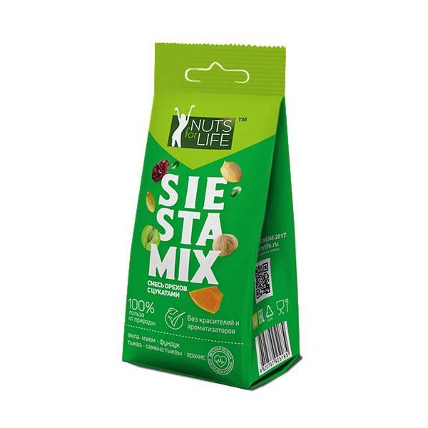 

Орехово-ягодная смесь Nuts for Life Siesta mix 100 г