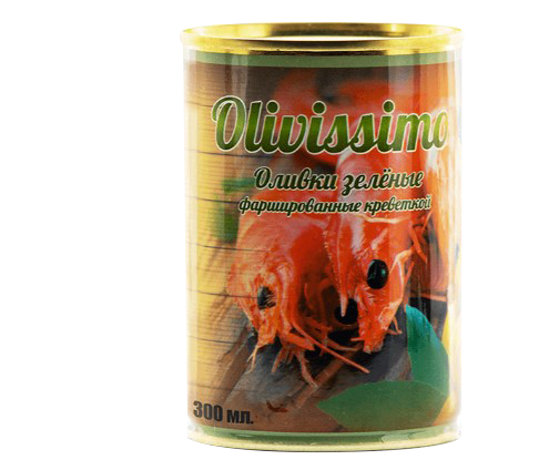 

Оливки Olivissimo зеленые фаршированные креветкой 280 г