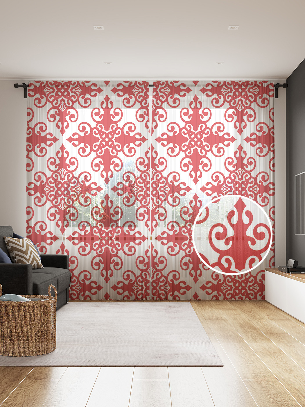 

Фототюль JoyArty "Кованый орнамент", 145x265см (2 полотна со шторной лентой + 50 крючков), Кованый орнамент