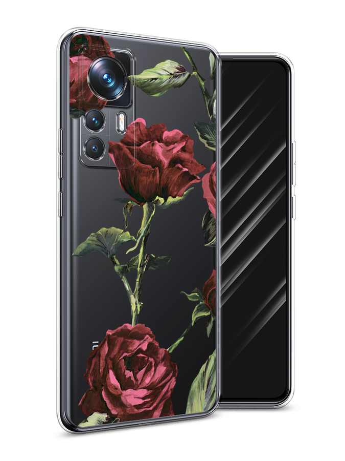 

Чехол Awog на Xiaomi 12T Pro / Сяоми 12T Про "Бордовые розы фон", Красный