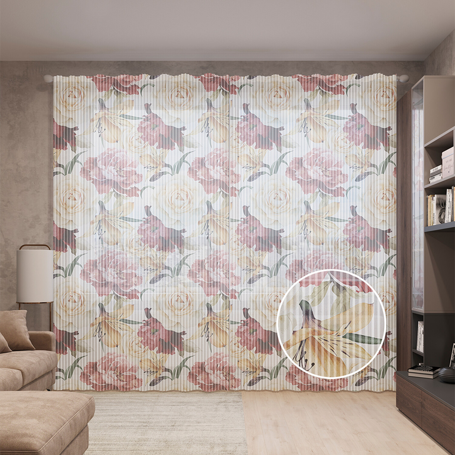 

Тюль вуаль на шторной ленте с принтом JoyArty "Цветы препятствий", 310х265 см, Цветы препятствий