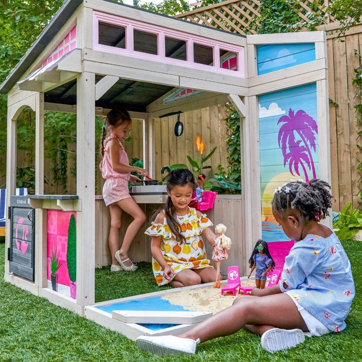 Открытый уличный домик-веранда для детей KidKraft, с кухней и песочницей P280192E_KE