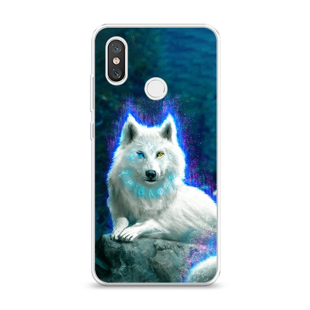 

Чехол Awog на Xiaomi Mi 8 / Сяоми Ми 8 "Белоснежный волк", Белый;зеленый;фиолетовый