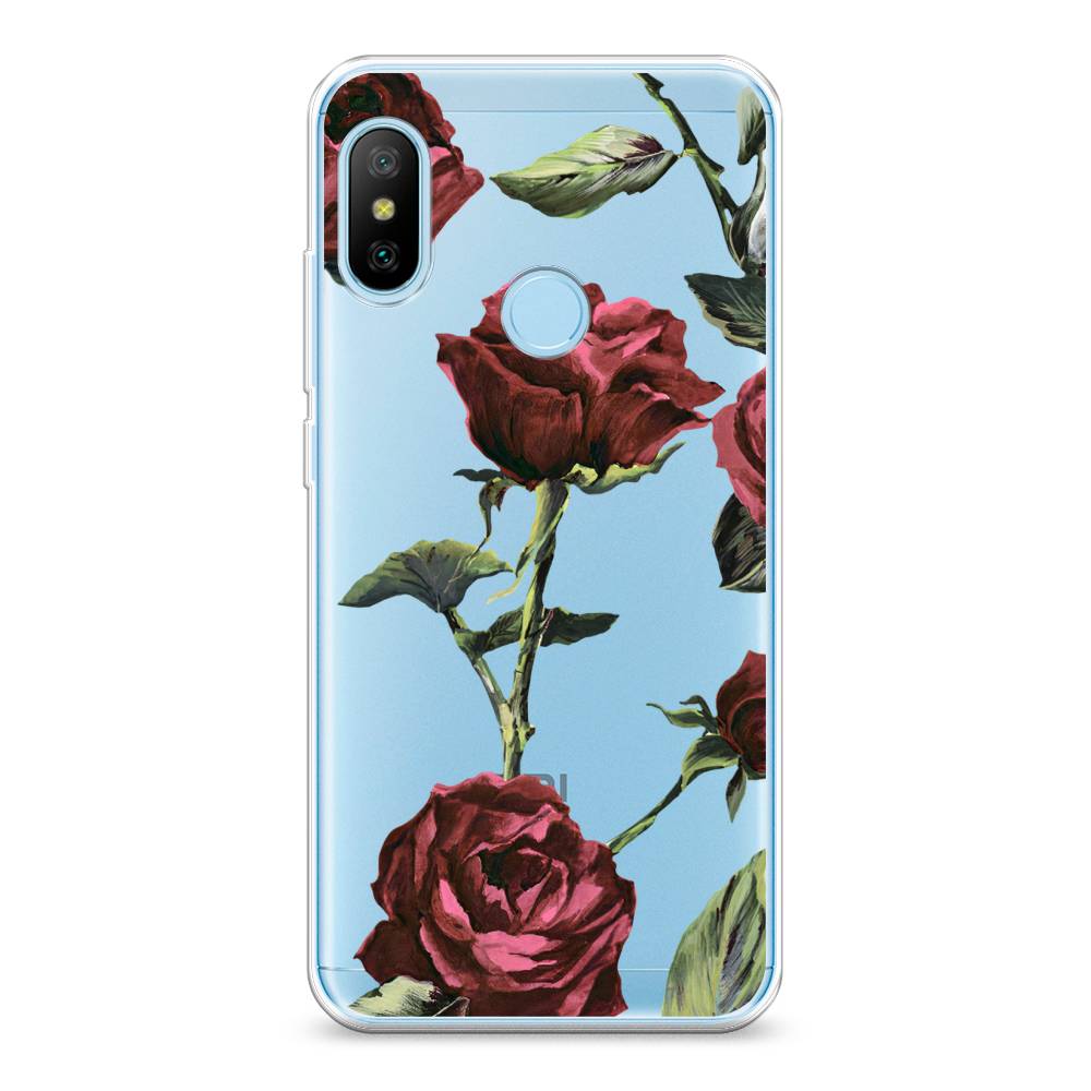 

Чехол Awog на Xiaomi Redmi 6 Plus / Сяоми Редми 6 Плюс "Бордовые розы фон", Красный