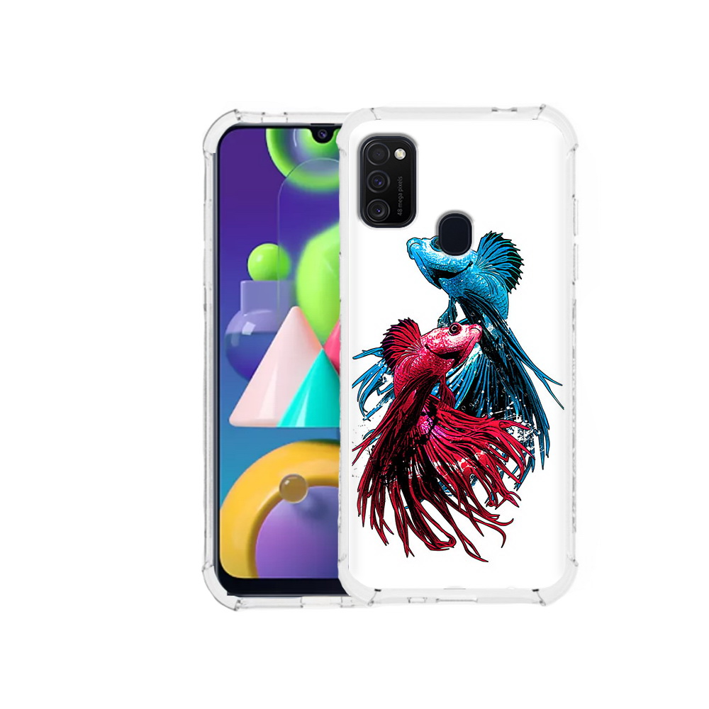 

Чехол MyPads Tocco для Samsung Galaxy M21 рыбы петушки (PT147110.591.592), Прозрачный, Tocco