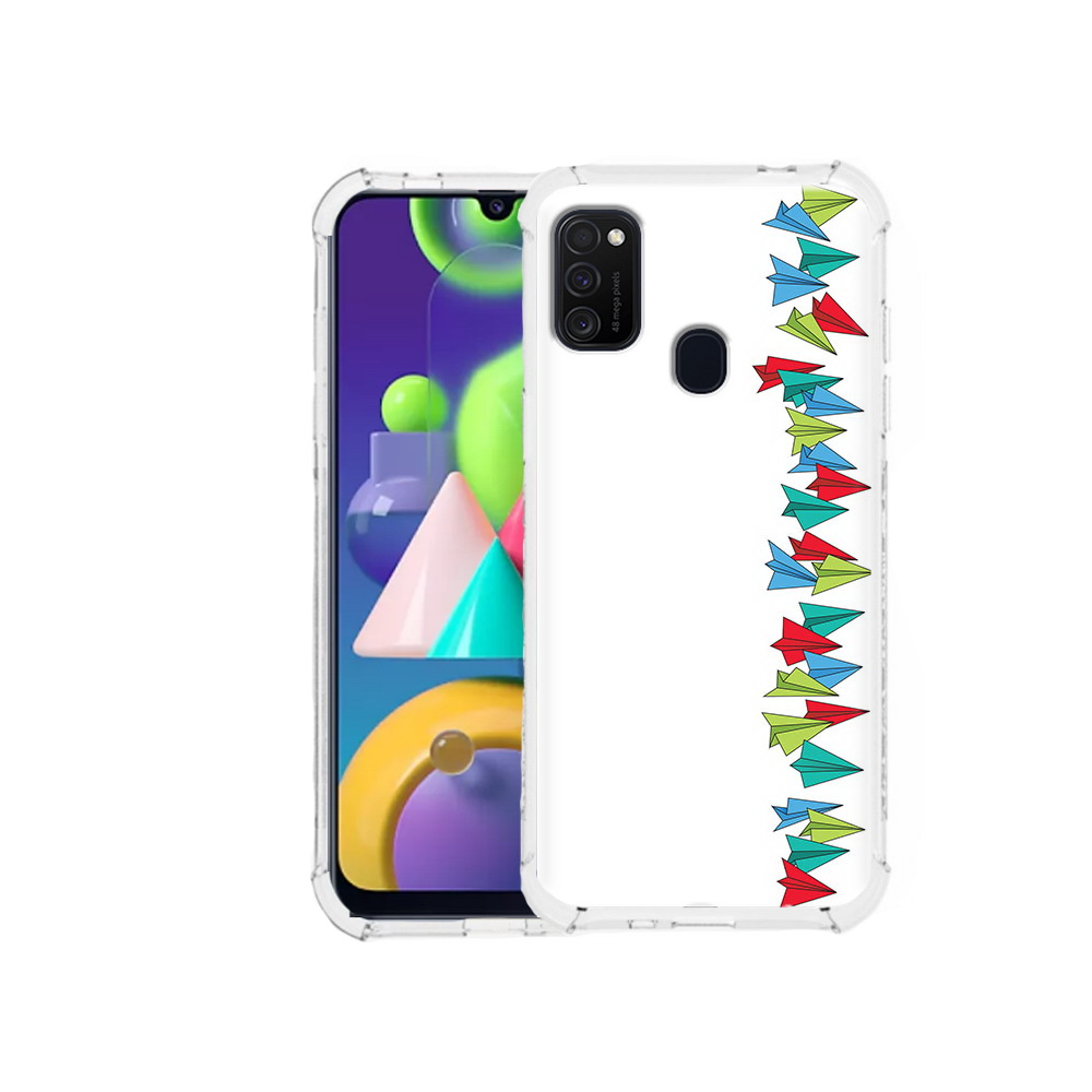 

Чехол MyPads Tocco для Samsung Galaxy M21 самолетики из листочков (PT147110.591.593), Прозрачный, Tocco